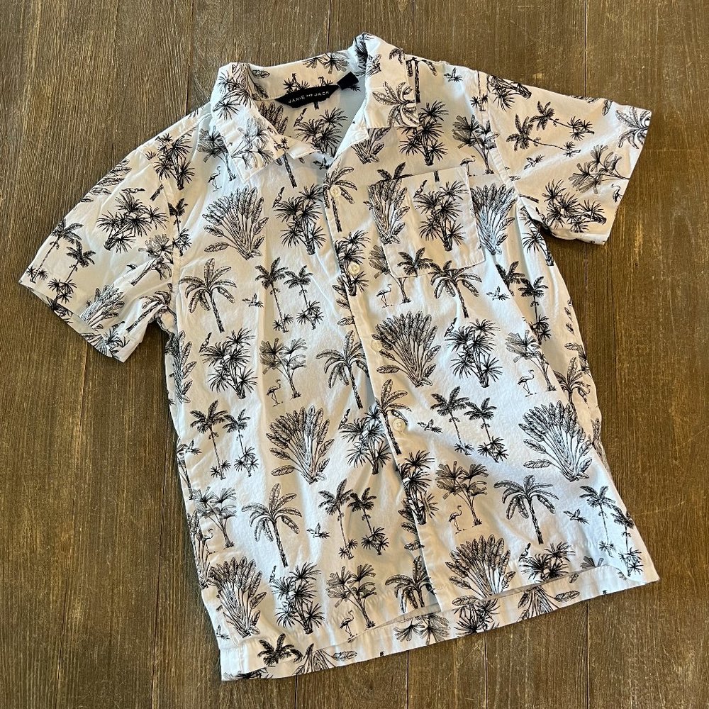 JANIE & JACK BUTTON DOWN SHORT-SLEEVE SHIRT (palm tree - 6)